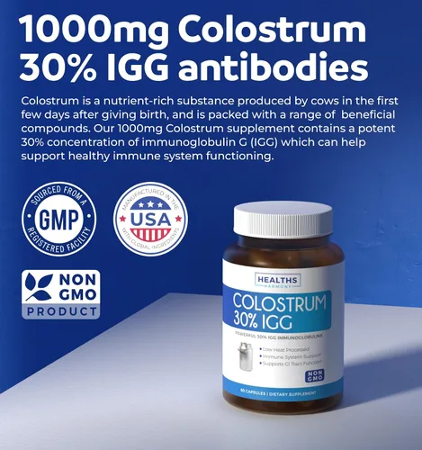 Vista 2 de Calostro bovino para mujer – Suplemento de calostro con 1,000 mg por porción e inmunoglobulinas IgG 30% del primer ordeño – Procesado a bajo calor