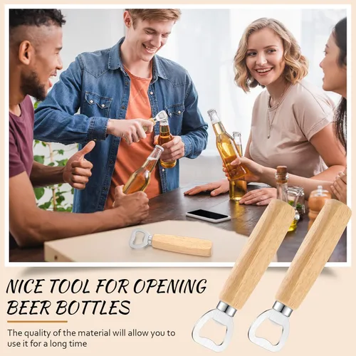 Vista 4 de Lounsweer Abrebotellas de vino de madera, 30 piezas, abridor de botellas de acero inoxidable, de mano, resistente, abrebotellas, sidra, grabado