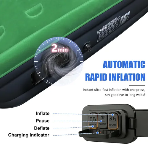 Vista 3 de AYAMAYA Colchón de aire Queen para acampar con bomba recargable y desmontable integrada, cama inflable inflable de 10 pulgadas de altura