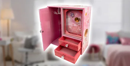 Vista 4 de The San Francisco Music Box Company Joyero musical de lujo con diseño de hada de mariposa rosa