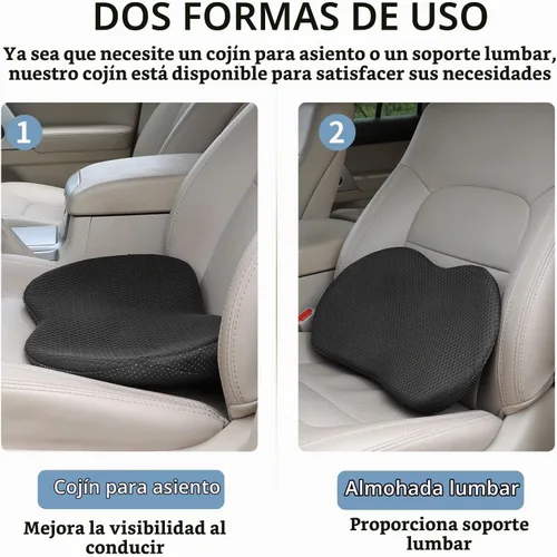 Vista 2 de Cojín de asiento de automóvil, almohadilla de asiento de espuma viscoelástica para ciática y alivio del dolor de espalda baja, cojín de asiento
