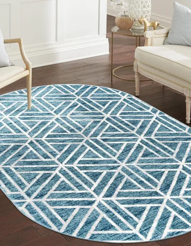 Vista 29 de Unique Loom Matrix Trellis Collection - Alfombra de área, diseño (2 pies x 6 pies 1 pulgada, color azul/marfil)