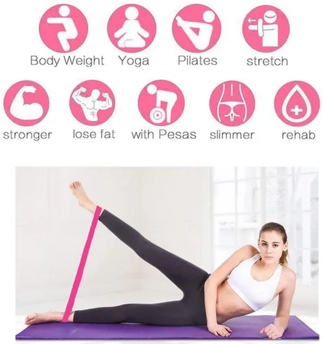 Vista 4 de Bandas de ejercicio de resistencia, juego de 5, bandas de resistencia para estiramiento, entrenamiento de fuerza, terapia física, fitness en casa