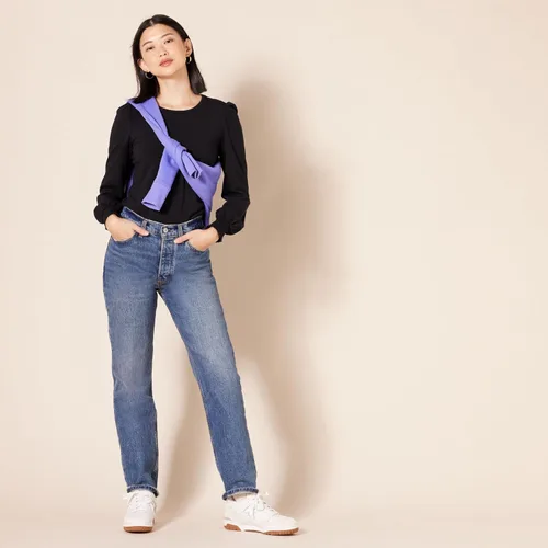 Vista 5 de Tienda Essentials - Camiseta de manga larga con cuello redondo y puños fruncidos para mujer