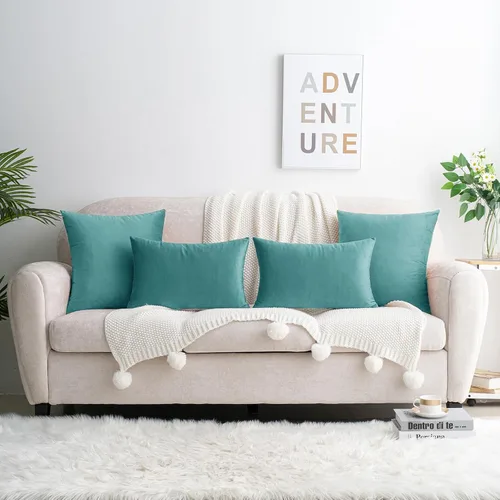 Vista 60 de HWY 50 fundas de almohada decorativas de terciopelo sólido para sofá, sala de estar., Terciopelo, gris, 20x20 pulgadas
