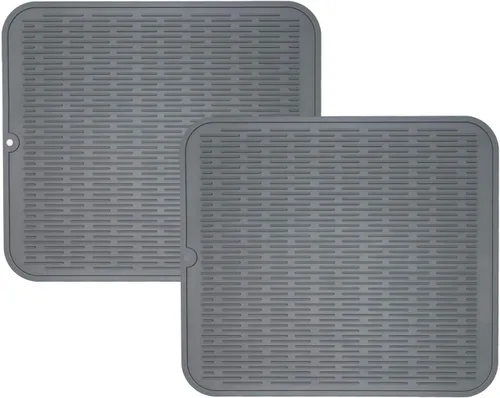Vista 10 de ZLR 2 bandejas de silicona para fregadero (6 x 12 pulgadas/6.024 x 12.008 in) - Soporte estrecho para esponja para encimera de cocina - Tapete Negro