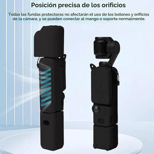 Vista 2 de Funda de silicona Pocket 3: Funda protectora Protector de lente compatible con cámara Vlogging DJI Osmo Pocket 3 Creator Combo Accesorios (negro)