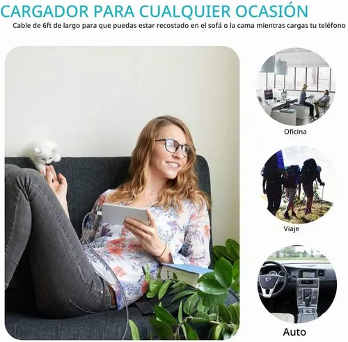 Vista 7 de Cable de carga para Galaxy S26 C de carga rápida, paquete de 5 cables de automóvil USB C de 6 pies para Android, compatible con Samsung Galaxy S26