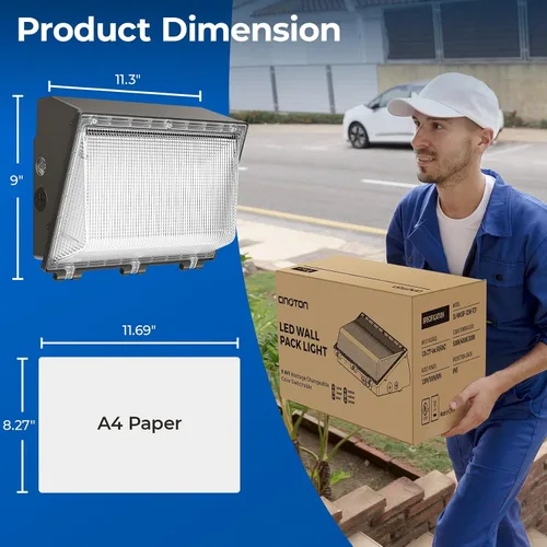 Vista 5 de CINOTON Paquete de luz LED conmutable de pared de 120 W/100 W/60 W con sensor de atardecer a amanecer, 3CCT 5000K/4000K/3000K, [100-277V] IP65