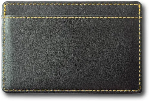 Vista 3 de Cartera minimalista, Negro -, Mini billetera de 2 tarjetas (dorada, Napa)