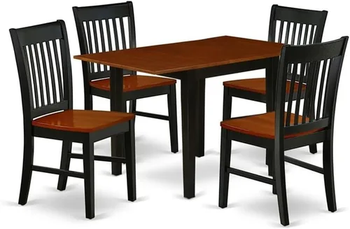 Vista 11 de East West Furniture NDNO3-BCH-W - Juego de comedor de 3 piezas para espacios pequeños que contiene una mesa de comedor rectangular con gotas y 2