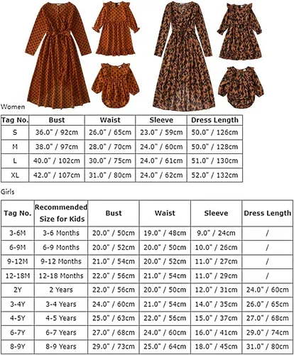 Vista 7 de Vestidos a juego para mamá y yo, vestido bohemio con volantes, estampado floral, manga larga, casual, otoño, invierno, mamá, hija, trajes a juego