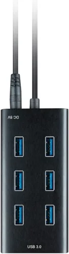 Vista 5 de Rebuff Reality Hub USB 3.0, concentrador USB de datos de 7 puertos con un puerto de carga inteligente, cable de extensión USB de 31.5 pulgadas