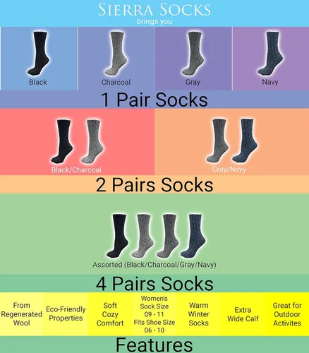 Vista 8 de Sierra Socks Calcetines gruesos de lana para mujer