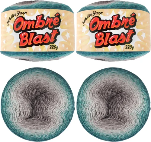 Vista 22 de JubileeYarn - Hilo Ombré Blast (7.76 oz/torta de algodón para bebé, 1 torta)