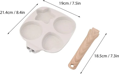 Vista 9 de Sartén para huevos de 4 tazas, cocina de hamburguesas para panqueques de huevo, fácil desayuno, olla antiadherente de aleación de aluminio con mango
