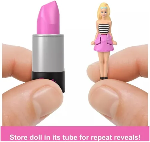 Vista 4 de Barbie Mini muñecas BarbieLand Fashionistas, muñecas de 1.5 pulgadas en tubo de lápiz labial, revelación sorpresa (los estilos pueden variar)