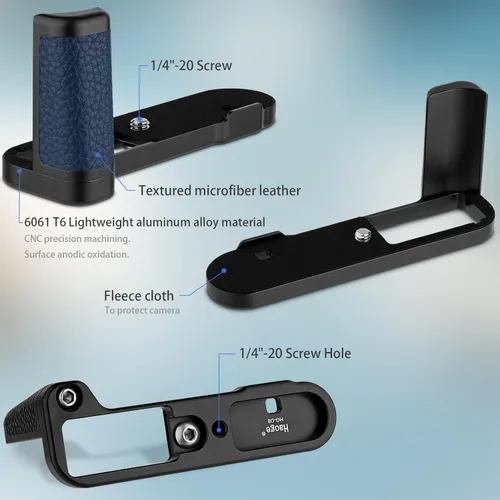 Vista 5 de Haoge Mango HG-D8 para Leica D-Lux 8 Cuerpo de cámara Soporte de agarre en forma de L