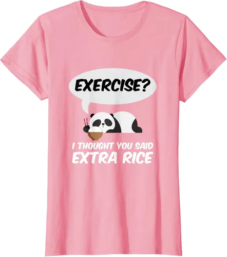 Vista 11 de ¿Ejercicio? I Thought You Said Extra Rice Panda Gift T-Shirt, Negro, S