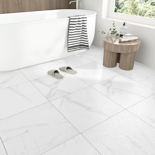Vista 11 de Azulejos autoadhesivos de mármol blanco para despegar y pegar, azulejos de suelo de cocina impermeables para despegar y pegar, azulejos de mármol
