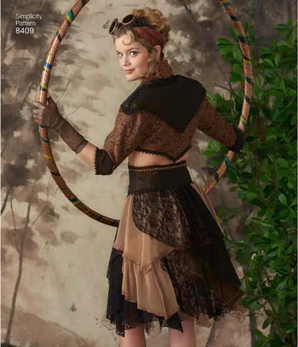Vista 8 de Simplicity 8409 - Disfraz steampunk occidental para mujer, patrón de costura para cosplay, tallas 6-14