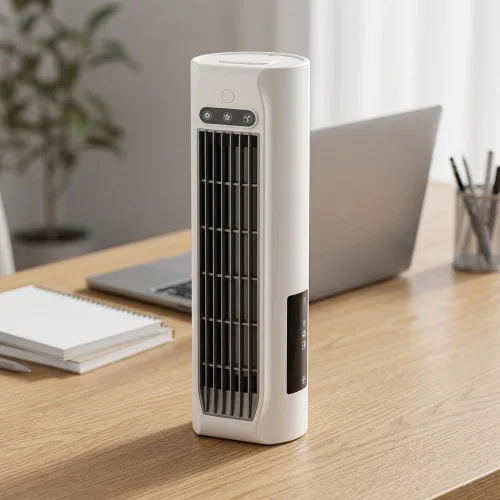 Vista 9 de Bladeless Wall Mounted Fan, Portable USB Rechargeable Tower Fan White