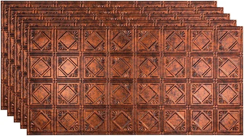 Vista 8 de FASÄDE Panel de techo decorativo de vinilo decorativo de estilo tradicional / patrón 4 de 2 x 4 pies en bronce bermudas (paquete de 5)