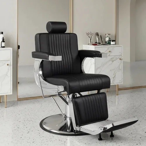 Vista 2 de LOUVIXA Sillas de peluquería para peluquería, sillas reclinables para estilista, silla de peluquería giratoria profesional 360, silla de pelo