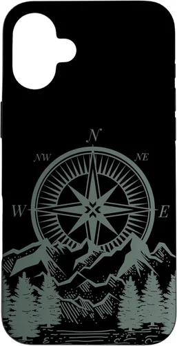 Vista 22 de iPhone 16 Compass Nautical Aesthetic Tree Mountains Landsacpe Case