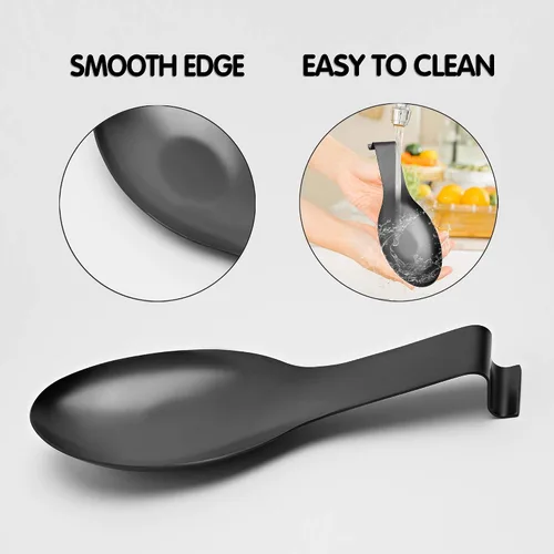 Vista 3 de Soporte de cuchara de acero inoxidable para encimera de cocina, utensilios de cocina, soporte para cucharón para estufa, resistente a la corrosión