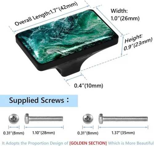 Vista 4 de LORVIES Paquete de 4 pomos decorativos para gabinetes, 1.65 pulgadas de ABS de vidrio rectangular de un solo agujero, tiradores de puerta de cajón