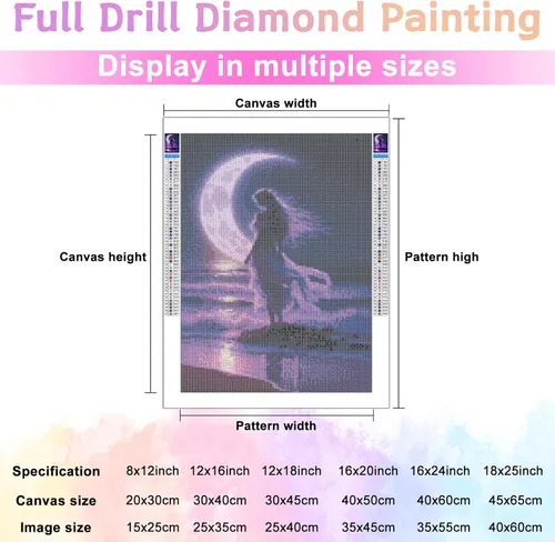 Vista 5 de CoHraeu Kits de arte de diamantes de luna para adultos, principiantes y niños, kits de pintura de diamantes con gemas de cristal, decoración