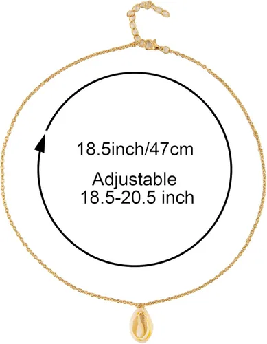 Vista 3 de 5Pcs Natural Scallop Conch Seashell Necklace Inlaid with Gold Rimmed Sea Shell Necklace Adjustable Seashell Jewelry Gifts for Women