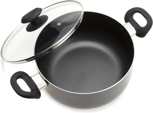 Vista 3 de Ecolution Elements - Juego de utensilios de cocina antiadherentes de 8 piezas, sin PFOA, tapas de vidrio templado ventiladas al vapor, color gris