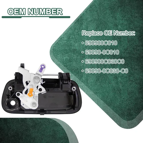Vista 3 de Manija de puerta trasera para Toyota Tundra 2000-2006, manija de pestillo con orificio de cerradura que reemplaza # 69090-0C010 69090-0C030-C0