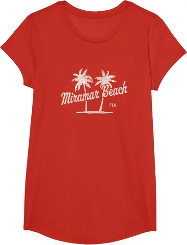 Vista 53 de Miramar Beach Florida Vintage 70s Palm Trees - Camiseta gráfica, Azul / Patchwork, S