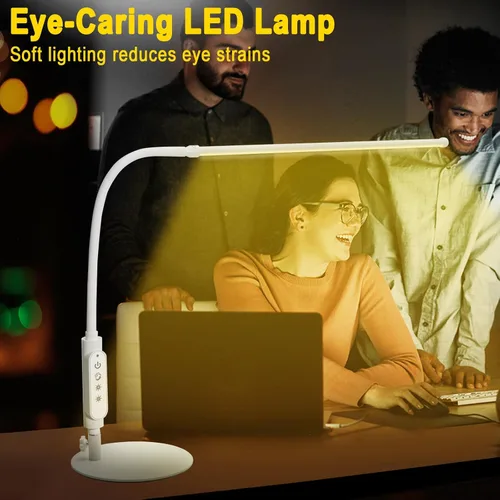 Vista 6 de CGBE Lámpara de escritorio LED: lámpara de uñas ajustable de 360° para escritorio con 3 modos de color y 5 niveles de brillo, lámpara de uñas