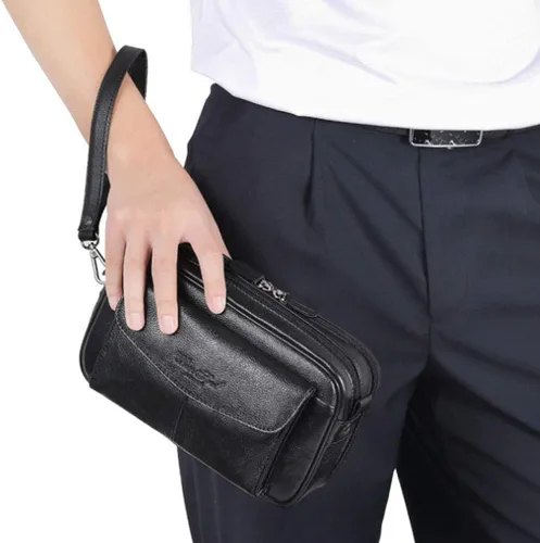 Vista 4 de Hebetag Cartera de cuero para hombre, organizador de muñeca