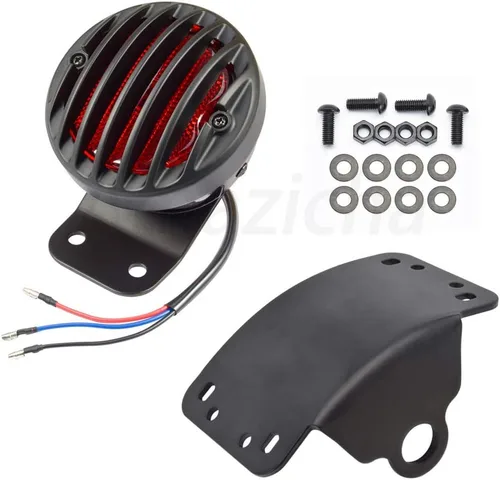 Vista 6 de Amazicha Luz de freno trasera LED para motocicleta de 3/4 pulgadas con soporte, IP67 impermeable para placa de matrícula de montaje lateral
