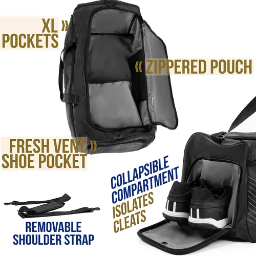 Vista 7 de Athletico Sideline - Bolsa de fútbol para baloncesto, voleibol y fútbol, incluye compartimento separado para tacos (negro)