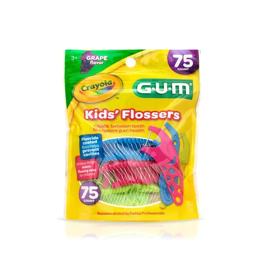 Vista 11 de GUM Crayola Hilos Dentales para Niños con Flúor - Diseñados para Manos Pequeñas - Divertido Sabor a Uva - Palillos de Hilo Dental Fáciles de Usar