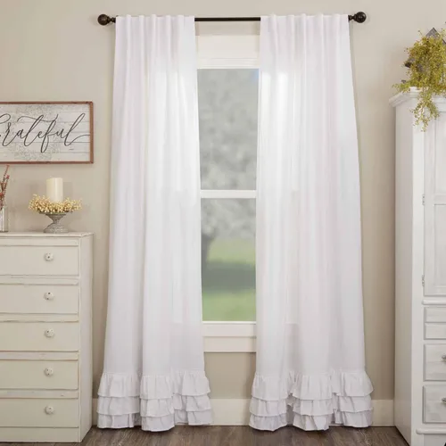 Vista 2 de Piper Classics Serenity - Cortinas de panel con volantes, juego de 2, 84 pulgadas de largo x 40 pulgadas de ancho, blanco nítido con volantes