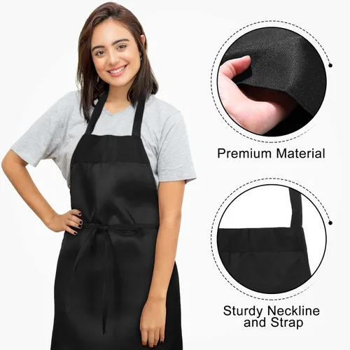 Vista 4 de Paquete de 24 delantales con peto, delantales unisex, sin bolsillo, lavables a máquina, delantales lisos para mujeres, hombres, cocineros, cocina