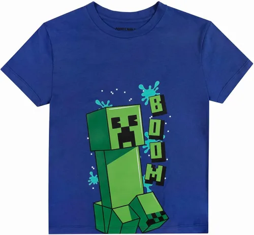 Vista 4 de Minecraft Creepers and Personacter Heads - Camisetas de manga corta con cuello redondo y manga corta, paquete de 4 camisetas para niño