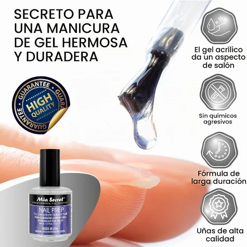 Vista 3 de Kit acrílico de uñas Mia Secret: 1/2 oz monómero líquido, 1/2 oz acrílico transparente en polvo, pegamento de uñas secado rápido, 1/2 oz esmalte