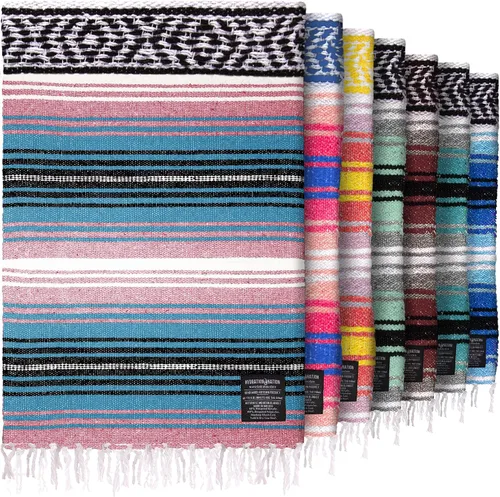 Vista 37 de Hydration Nation Auténtica manta mexicana extra grande (70 x 50 pulgadas), yoga tejida a mano, serape, falsa artesanal, playa, campamento, picnic