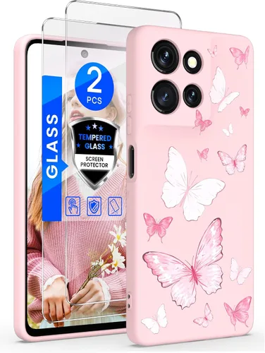 Vista 8 de Yucenx Funda para Motorola Moto G 5G 2024 de 6.6 pulgadas, funda de silicona líquida floral para niñas y mujeres, a prueba de golpes, antiarañazos
