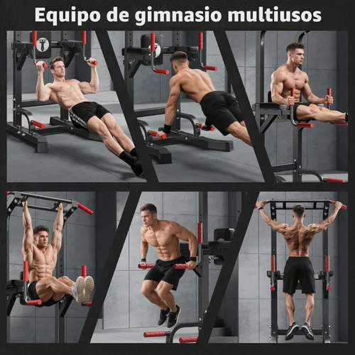 Vista 2 de SogesHome Power Tower Pull Up Bar Dip Station for Home Gym 330LB Capacity Negro