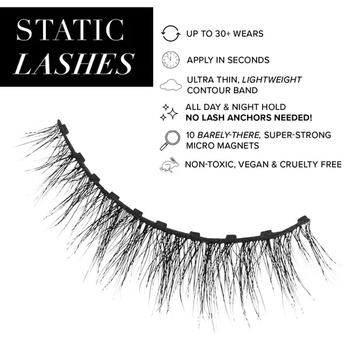 Vista 2 de Static Nails Pestañas magnéticas Shes Effortless (negro, natural) Cómodas pestañas magnéticas, kit de extensión de pestañas postizas, pestañas
