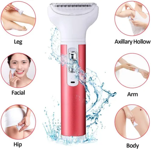 Vista 8 de Maquinilla de afeitar eléctrica 5 en 1 para mujeres, eliminación de vello corporal, nariz, afeitadoras faciales, cejas, piernas, axilas, área